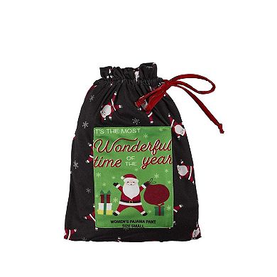 Women's "Tossed Santa" Pull-On PJ in a Bag