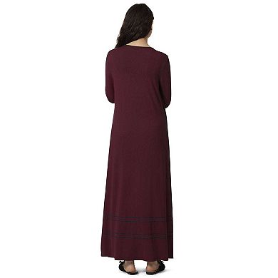 Women's Modal Blend Full-Length Nursing Gown with Decorative Stitching
