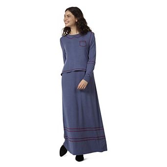 Women's Modal Blend Full-Length Nursing Gown with Decorative Stitching