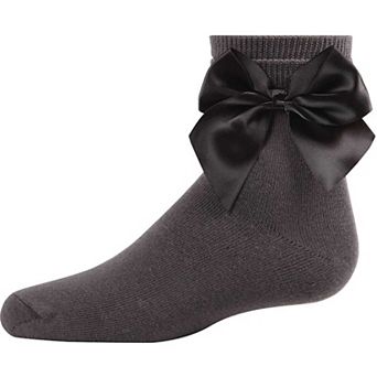Girls' Silky Side Bow Anklet Socks