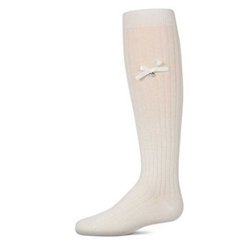 Girls Cotton-Rich Fancy Logo and Bow Trimmed Knee Sock