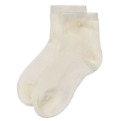 Girls Bow-Trimmed Mercerized Cotton Rich Ankle Sock