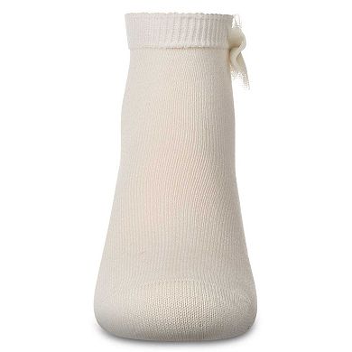 Girls Bow-Trimmed Mercerized Cotton Rich Ankle Sock