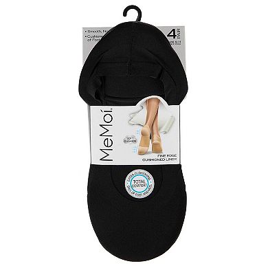 4 Pairs Women's Cushioned Fine Edge No-Show Sock Liner