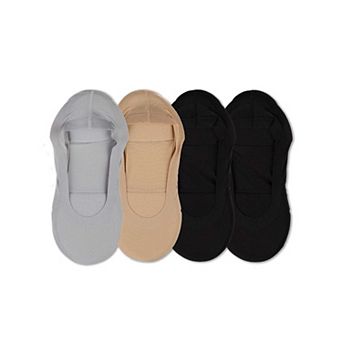 4 Pairs Women's Cushioned Fine Edge No-Show Sock Liner
