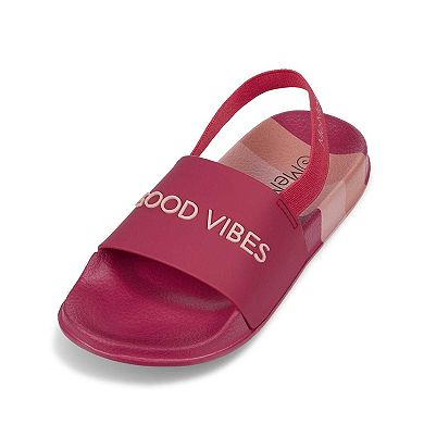 Girls Striped Super-Soft "Good Vibes" Slide Sandal