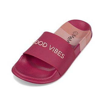 Girls Striped Super-Soft "Good Vibes" Slide Sandal