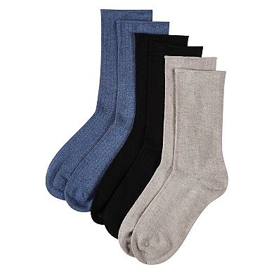 3 Pair Women's Silky-Soft Roll-Top Crew Socks