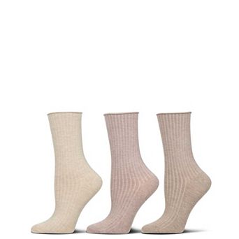 3 Pair Women's Silky-Soft Roll-Top Crew Socks