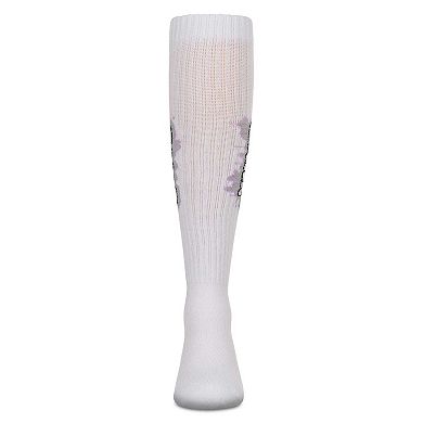 Girls Ribbed Cotton Blend "Graffiti Camp" Knee Sock