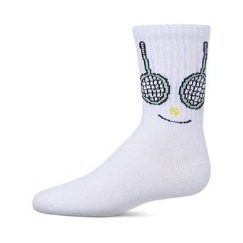 Girls' Tennis Smiley Face Crew Socks