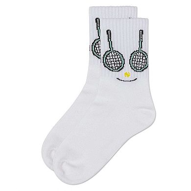 Girls' Tennis Smiley Face Crew Socks