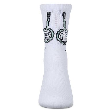 Girls' Tennis Smiley Face Crew Socks