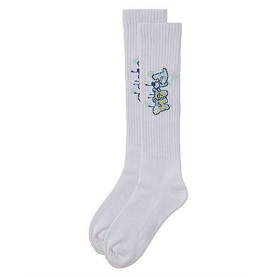 Girls Ribbed Stretch Cotton "Graffiti Play" Knee Sock