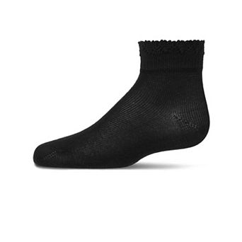 Girls Crochet Ruffle-Trim Mercerized Cotton Blend Ankle Sock