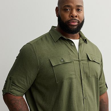 Big & Tall Apt. 9® Roll Tab Button-Down Utility Long Sleeve Shirt