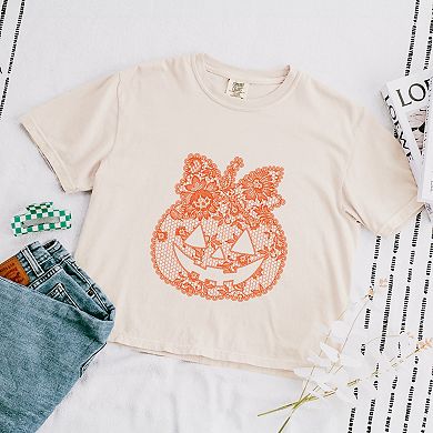 Pumpkin Doily Coquette - Boxy Crop Top