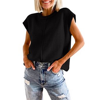 Womens Sweater Vest Crew Neck Knit Sleeveless Tank Tops Casual Lightweight Pullover Sweaters