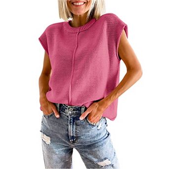 Womens Sweater Vest Crew Neck Knit Sleeveless Tank Tops Casual Lightweight Pullover Sweaters