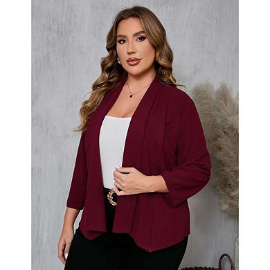 Women Plus Size Casual Blazer Open Front Long Sleeve Work Office Cardigan Jackets