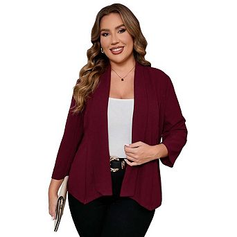 Women Plus Size Casual Blazer Open Front Long Sleeve Work Office Cardigan Jackets