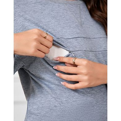 Women's Maternity Nursing Sweatshirt Invisible Friendly Zipper Pullover Top Long Sleeve Shirts
