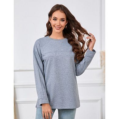 Women's Maternity Nursing Sweatshirt Invisible Friendly Zipper Pullover Top Long Sleeve Shirts