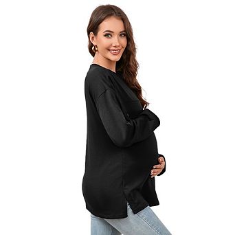 Women's Maternity Nursing Sweatshirt Invisible Friendly Zipper Pullover Top Long Sleeve Shirts