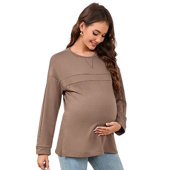 Women's Maternity Nursing Sweatshirt Invisible Friendly Zipper Pullover Top Long Sleeve Shirts