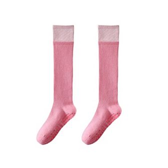 2-Pair Knee High Grip Bottom Socks with Ribbed Knit Design and Cushioned Comfort