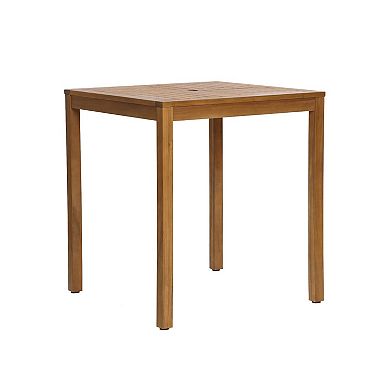LuxenHome Outdoor Acacia Wood 4-Person Counter Height Table with 4 Stools Set