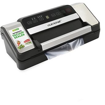 NutriChef Deluxe Vacuum Sealer - Automatic Air Sealing System, Black & Silver - PKVS90STS