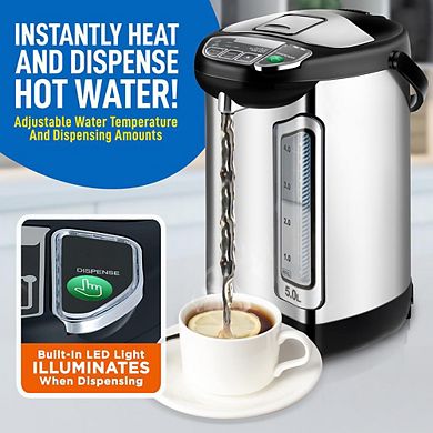 NutriChef Digital Hot Water Dispenser, 5L Instant Water Boiler with Auto Dispense & Safety Lock