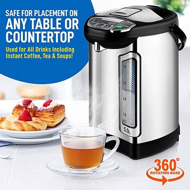NutriChef Digital Hot Water Dispenser, 5L Instant Water Boiler with Auto Dispense & Safety Lock