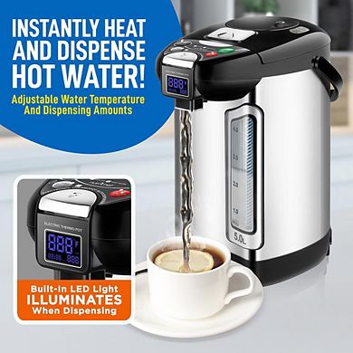 NutriChef Digital Hot Water Dispenser, 5L Instant Water Boiler with Auto Dispense & Safety Lock