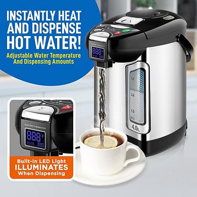 NutriChef Digital Hot Water Dispenser, 4L Instant Water Boiler, Auto Dispense with Safety Lock