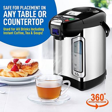 NutriChef Digital Hot Water Dispenser, 4L Instant Water Boiler, Auto Dispense with Safety Lock