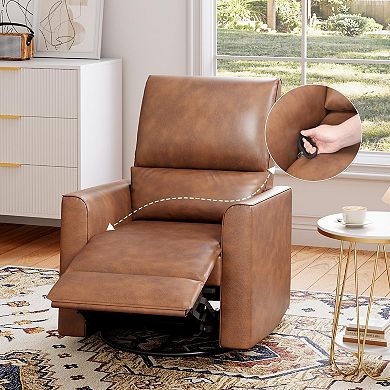 Swivel Rocking Recliner Chair, Manual Recliner Glider with Lumbar Support, Living Room, Nursery
