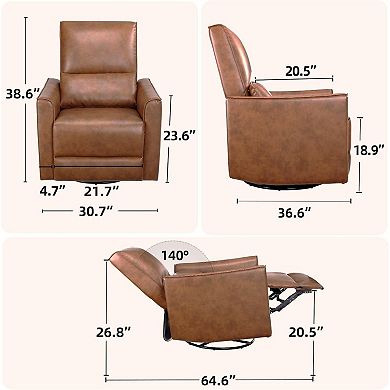 Swivel Rocking Recliner Chair, Manual Recliner Glider with Lumbar Support, Living Room, Nursery
