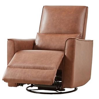 Swivel Rocking Recliner Chair, Manual Recliner Glider with Lumbar Support, Living Room, Nursery