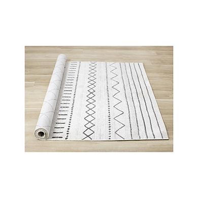 Washable Grey White Rug