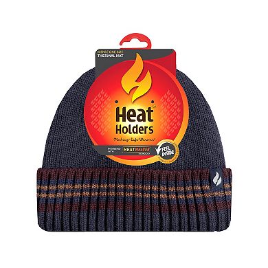 Men's Heat Holders Heatweaver Lined Striped Roll Up Hat