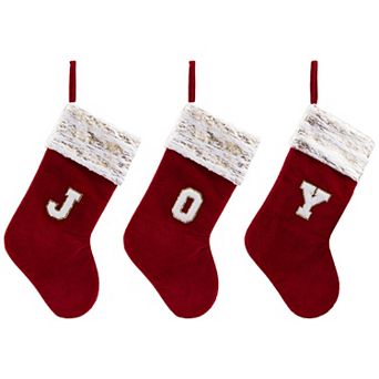 Northlight 20-Inch Velvet JOY Christmas Stockings Set of 3