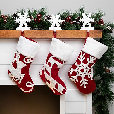 Northlight 20-Inch Reindeer & Snowflake Embroidered Christmas Stockings Set of 3