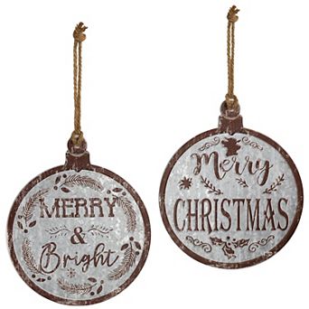 Northlight 14-Inch Merry Christmas & Merry and Bright Wall Decor Set of 2