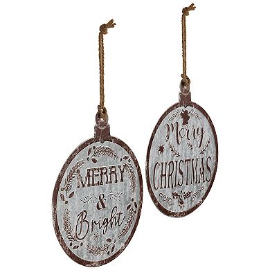 Northlight 14-Inch Merry Christmas & Merry and Bright Wall Decor Set of 2