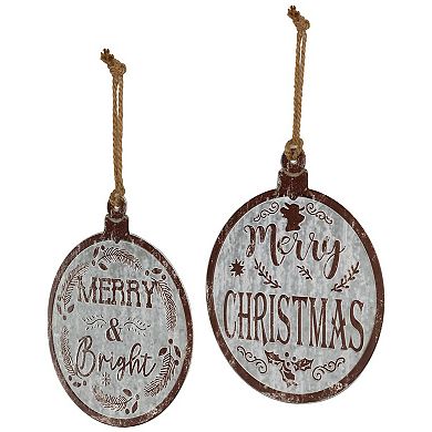 Northlight 14-Inch Merry Christmas & Merry and Bright Wall Decor Set of 2