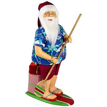 Northlight 18-Inch Santa on a Paddle Board Christmas Figure Table Decor