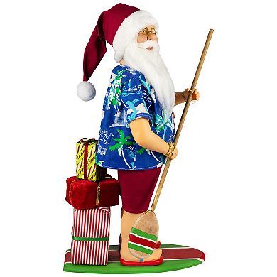Northlight 18-Inch Santa on a Paddle Board Christmas Figure Table Decor