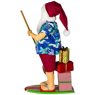 Northlight 18-Inch Santa on a Paddle Board Christmas Figure Table Decor
